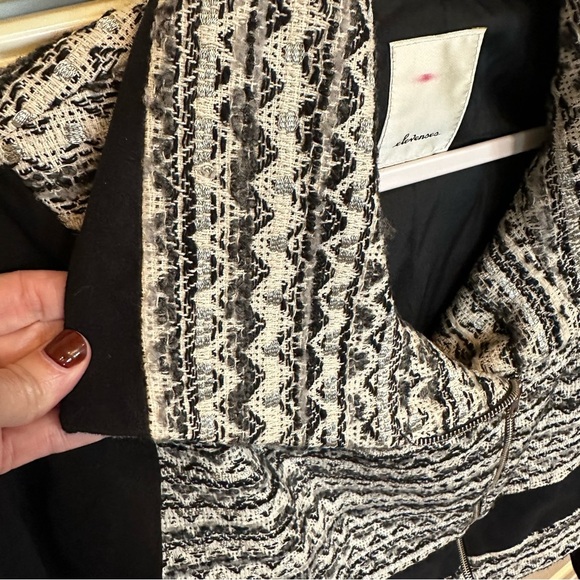 Anthropologie Elevenses Womens Textured Tweed Moto Jacket Zip Front Cotton Blend - Picture 8 of 9